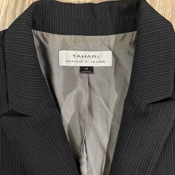 Tahari ASL Stripe Blazer Jacket Black Women's 14 Stretch Office Career - Picture 2 of 16